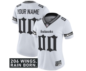 Women's Seattle Seahawks Active Player Custom White 2025 F.U.S.E. 'Gothic Rain City Shadows Edition' Vapor Untouchable Limited Football Stitched Jersey