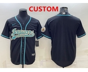 Men's Jacksonville Jaguars Custom Black With Patch Cool Base Stitched Baseball Jersey