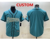 Men's Jacksonville Jaguars Custom Teal With Patch Cool Base Stitched Baseball Jersey