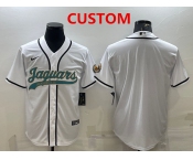 Men's Jacksonville Jaguars Custom White With Patch Cool Base Stitched Baseball Jersey