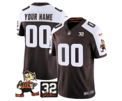 Men's Cleveland Browns Active Player Custom Brown Alternate F.U.S.E. #32 Jim Brown Memorial Patch Vapor Limited Stitched Football Jersey