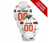 Men's Cleveland Browns Active Player Custom 2021 White Pullover Football Hoodie