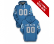 Men's Detroit Lions Active Player Custom 2021 Blue Pullover Football Hoodie