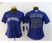 Women's Rockies #28 Nolan Arenado Purple 2020 Baseball Cool Base Jersey