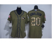 Women Majestic Toronto Blue Jays #20 Josh Donaldson Authentic Green Salute to Service MLB Jersey Women Majestic Toronto Blue Jays #20 Josh Donaldson Authentic Green Salute to Service MLB Jersey