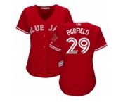 Women Majestic Toronto Blue Jays #29 Jesse Barfield Replica Scarlet Alternate MLB Jersey