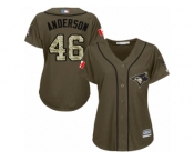 Women Majestic Toronto Blue Jays #46 Brett Anderson Authentic Green Salute to Service MLB Jersey