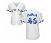 Women Majestic Toronto Blue Jays #46 Brett Anderson Authentic White Home MLB Jersey