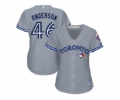 Women Majestic Toronto Blue Jays #46 Brett Anderson Replica Grey Road MLB Jersey