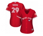 Women's Majestic Toronto Blue Jays #29 Devon Travis Authentic Red Canada Day MLB Jersey Women's Majestic Toronto Blue Jays #29 Devon Travis Authentic Red Canada Day MLB Jersey