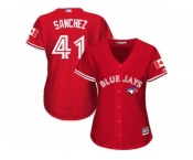 Women's Majestic Toronto Blue Jays #41 Aaron Sanchez Authentic Red Canada Day MLB Jersey Women's Majestic Toronto Blue Jays #41 Aaron Sanchez Authentic Red Canada Day MLB Jersey