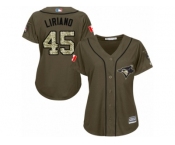 Women's Majestic Toronto Blue Jays #45 Francisco Liriano Replica Green Salute to Service MLB Jersey Women's Majestic Toronto Blue Jays #45 Francisco Liriano Replica Green Salute to Service MLB Jersey
