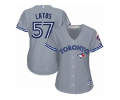 Women's Majestic Toronto Blue Jays #57 Mat Latos Replica Grey Road MLB Jersey Women's Majestic Toronto Blue Jays #57 Mat Latos Replica Grey Road MLB Jersey