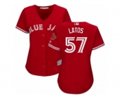 Women's Majestic Toronto Blue Jays #57 Mat Latos Replica Red Canada Day MLB Jersey Women's Majestic Toronto Blue Jays #57 Mat Latos Replica Red Canada Day MLB Jersey