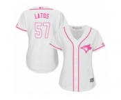 Women's Majestic Toronto Blue Jays #57 Mat Latos Replica White Fashion Cool Base MLB Jersey