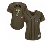 Women's Majestic Toronto Blue Jays #7 B.J. Upton Authentic Green Salute to Service MLB Jersey Women's Majestic Toronto Blue Jays #7 B.J. Upton Authentic Green Salute to Service MLB Jersey