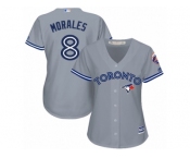 Women's Majestic Toronto Blue Jays #8 Kendrys Morales Authentic Grey Road MLB Jersey Women's Majestic Toronto Blue Jays #8 Kendrys Morales Authentic Grey Road MLB Jersey