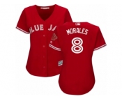 Women's Majestic Toronto Blue Jays #8 Kendrys Morales Authentic Red Canada Day MLB Jersey Women's Majestic Toronto Blue Jays #8 Kendrys Morales Authentic Red Canada Day MLB Jersey
