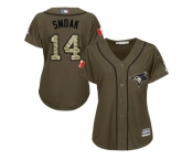 Women's Toronto Blue Jays #14 Justin Smoak Green Salute to Service Stitched MLB Jersey Women's Toronto Blue Jays #14 Justin Smoak Green Salute to Service Stitched MLB Jersey