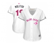 Women's Toronto Blue Jays #19 Paul Molitor White Mother's Day Cool Base Stitched MLB Jersey Women's Toronto Blue Jays #19 Paul Molitor White Mother's Day Cool Base Stitched MLB Jersey
