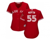 Women's Toronto Blue Jays #55 Russell Martin Red Canada Day Stitched MLB Jersey Women's Toronto Blue Jays #55 Russell Martin Red Canada Day Stitched MLB Jersey