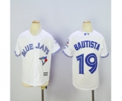 Youth Toronto Blue Jays #19 Jose Bautista Majestic White 40th Anniversary Patch Cool Base Jersey Youth Toronto Blue Jays #19 Jose Bautista Majestic White 40th Anniversary Patch Cool Base Jersey