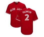 Youth Toronto Blue Jays #2 Troy Tulowitzki Red Cool Base Canada Day Stitched MLB Jersey