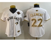 Youth Toronto Blue Jays #22 Ernie Clement White Gold 2025 American League Champions Limited Stitched Jersey Youth Toronto Blue Jays #22 Ernie Clement White Gold 2025 American League Champions Limited Stitched Jersey