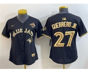 Youth Toronto Blue Jays #27 Vladimir Guerrero Jr. Black Gold 2025 American League Champions Limited Stitched Jersey Youth Toronto Blue Jays #27 Vladimir Guerrero Jr. Black Gold 2025 American League Champions Limited Stitched Jersey