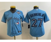 Youth Toronto Blue Jays #27 Vladimir Guerrero Jr. Blue 2025 World Series Cool Base Stitched Baseball Jersey Youth Toronto Blue Jays #27 Vladimir Guerrero Jr. Blue 2025 World Series Cool Base Stitched Baseball Jersey