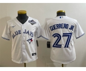 Youth Toronto Blue Jays #27 Vladimir Guerrero Jr. White 2025 World Series Cool Base Stitched Baseball Jersey Youth Toronto Blue Jays #27 Vladimir Guerrero Jr. White 2025 World Series Cool Base Stitched Baseball Jersey