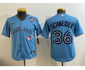 Youth Toronto Blue Jays #36 Davis Schneider Blue 2025 World Series Cool Base Stitched Baseball Jersey Youth Toronto Blue Jays #36 Davis Schneider Blue 2025 World Series Cool Base Stitched Baseball Jersey