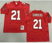 Men's Atlanta Falcons #21 Deion Sanders Red 1992 Throwback Jersey