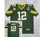 Men's Green Bay Packers #12 Aaron Rodgers Green Super Bowl XLV patch Throwback Jersey Men's Green Bay Packers #12 Aaron Rodgers Green Super Bowl XLV patch Throwback Jersey