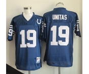 Men's Indianapolis Colts #19 Johnny Unitas Blue Throwback Stitched Football Jersey