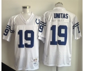Men's Indianapolis Colts #19 Johnny Unitas White Throwback Stitched Football Jersey