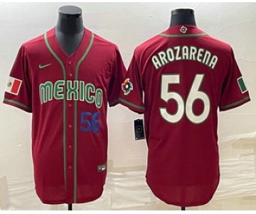 Men's Mexico Baseball #56 Randy Arozarena Number 2023 Red World Classic Stitched Jersey15