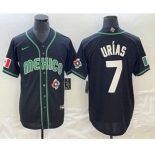 Men's Mexico Baseball #7 Julio Urias Number 2023 Black White World Classic Stitched Jersey3