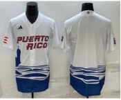 Men's Puerto Rico Baseball Blank White 2023 World Baseball Classic Stitched Jerseys