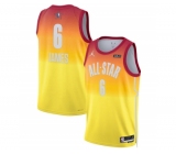 Men's 2023 All-Star #6 LeBron James Orange Game Swingman Stitched Basketball Jersey