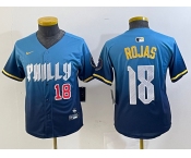 Youth Philadelphia Phillies #18 Johan Rojas Blue 2024 City Connect Limited Stitched Jerseys