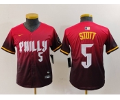 Youth Philadelphia Phillies #5 Bryson Stott Number Red 2024 City Connect Limited Jersey