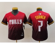 Youth Philadelphia Phillies #7 Trea Turner Red 2024 City Connect Limited Jersey