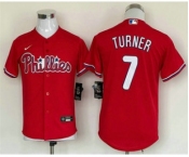 Youth Philadelphia Phillies #7 Trea Turner Red Cool Base Stitched Baseball Jersey