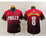 Youth Philadelphia Phillies #8 Nick Castellanos Red Red 2024 City Connect Limited Jersey