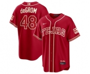 Men's Texas Rangers #48 Jacob deGrom Red 2026 City Connect Stadium Stitched Baseball Jersey