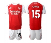 Men's Arsenal F.C #15 Jakub Kiwior 2026 Red Home Soccer Jersey Suit