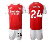 Men's Arsenal F.C #24 Reiss Nelson 2026 Red Home Soccer Jersey Suit