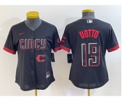 Women's Cincinnati Reds #19 Joey Votto Black 2023 City Connect Cool Base Stitched Jersey1