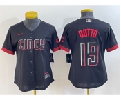 Women's Cincinnati Reds #19 Joey Votto Black 2023 City Connect Cool Base Stitched Jersey